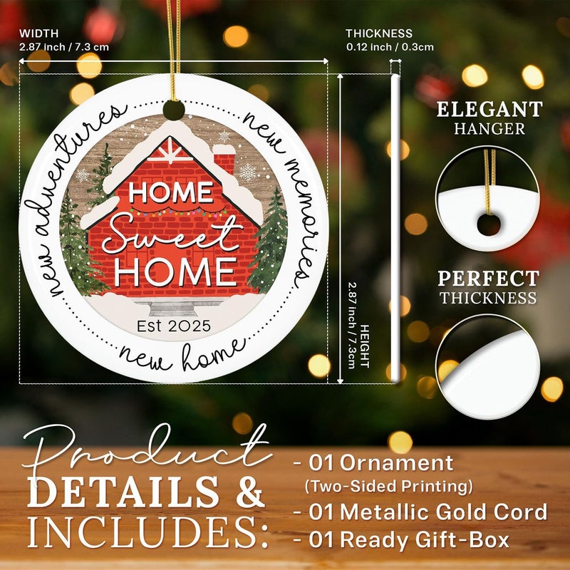 HEXMOZ New Home Ornament 2025 - Best Housewarming Gifts 2025 - New Home Gift Ideas - House Warming Gifts - First House Gift for Owners, Couples, Men, Women - Our First Christmas Ceramic Keepsake - Image 2